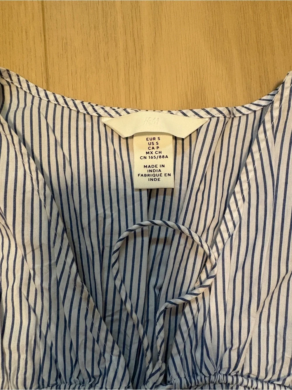 H&M Blue & White Vertical Stripe Tie-Front Top - Picture 3 of 6